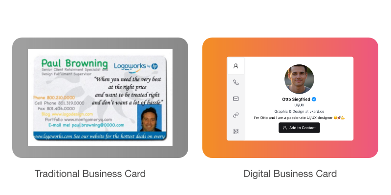 traditional business card vs digital business card